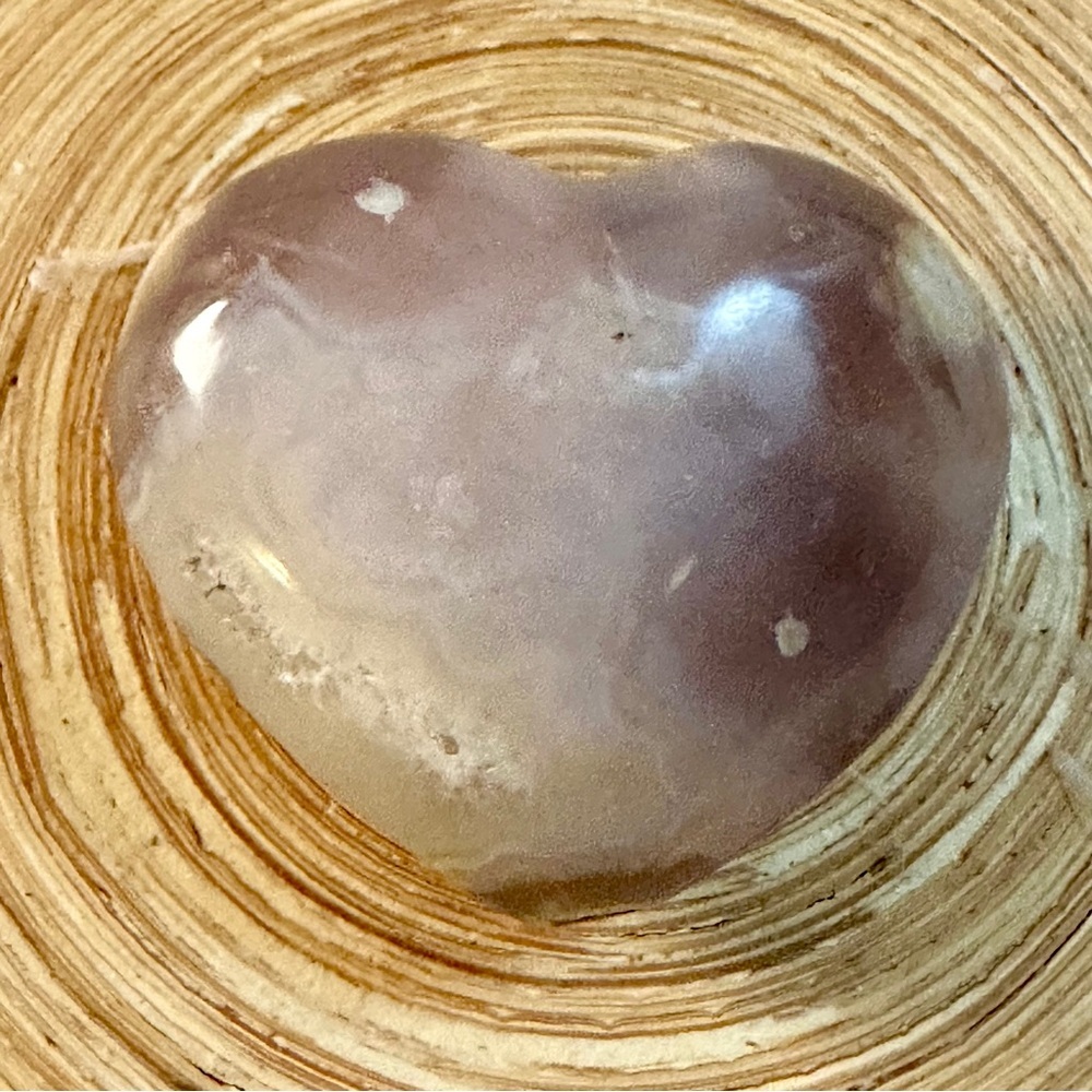 Polished natural Sakura cherry blossom Agate Stone Heart Large - Picture 4 of 9